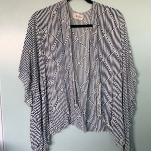 Blue and white beach cover up top (One size fits all)